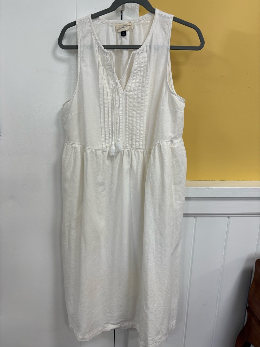 White Linen Blend Dress